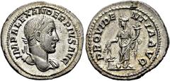 RÖMER RÖMISCHE KAISERZEIT. Severus Alexander, 222 - 235 n. Chr. Denar ø 20mm (3,21g). 232 n. Chr. Mzst. Rom. Vs.: IMP ALEXANDER PIVS AVG, Büste mit Lorbeerkranz u. Gewand auf l. Schulter n. r. Rs.: PR