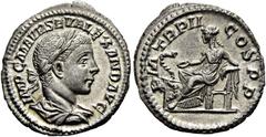 RÖMER RÖMISCHE KAISERZEIT. Severus Alexander, 222 - 235 n. Chr. Denar ø 19mm (2,67g). 223 n. Chr. Mzst. Rom. Vs.: IMP C M AVR SEV ALEXAND AVG, drapierte Büste mit Lorbeerkranz n. r. Rs.: PM TR P II CO