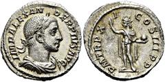 RÖMER RÖMISCHE KAISERZEIT. Severus Alexander, 222 - 235 n. Chr. Denar ø 19mm (2,46g). 232 n. Chr. Mzst. Rom. Vs.: IMP ALEXANDER PIVS AVG, drapierte Panzerbüste mit Lorbeerkranz n. r. Rs.: PM TR P X-I 