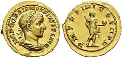 RÖMER RÖMISCHE KAISERZEIT. Gordian III., 238 - 244 n. Chr. Aureus ø 21mm (4,60g). 241 - 243 n. Chr. Mzst. Rom. Vs.: IMP GORDIANVS PIVS FEL AVG, drapierte Panzerbüste mit Lorbeerkranz n.r. Rs.: PM TR P