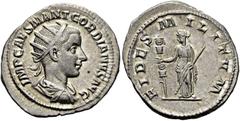 RÖMER RÖMISCHE KAISERZEIT. Gordian III., 238 - 244 n. Chr. Antoninian ø 22,5mm (3,40g). 238 - 239 n. Chr. Mzst. Rom. Vs.: IMP CAES M ANT GORDIANVS AVG, drapierte Panzerbüste mit Strahlenkrone n. r. Rs