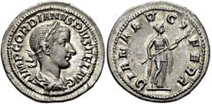 RÖMER RÖMISCHE KAISERZEIT. Gordian III., 238 - 244 n. Chr. Denar ø 20,5mm (3,40g). Sommer 241 n. Chr. Mzst. Rom. Hochzeitsemission. Vs.: IMP GORDIANVS PIVS FEL AVG, drapierte Panzerbüste mit Lorbeerkr