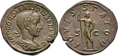 RÖMER RÖMISCHE KAISERZEIT. Gordian III., 238 - 244 n. Chr. AE Sesterz ø 32,5mm (19,96g). 241 - 243 n. Chr. Mzst. Rom. Vs.: IMP GORDIANVS PIVS FEL AVG, drapierte Panzerbüste mit Lorbeerkranz n. r. Rs.: