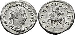 RÖMER RÖMISCHE KAISERZEIT. Philipp I. Arabs, 244 - 249 n. Chr. Antoninian ø 22mm (4,88g). 244 - 247 n. Chr. Mzst. Rom. Vs.: IMP M IVL PHILIPPVS AVG, drapierte Panzerbüste mit Strahlenkrone n. r. Rs.: 