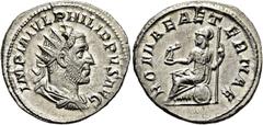 RÖMER RÖMISCHE KAISERZEIT. Philipp I. Arabs, 244 - 249 n. Chr. Antoninian ø 22,5mm (4,11g). 244 - 247 n. Chr. Mzst. Rom. Vs.: IMP M IVL PHILIPPVS AVG, drapierte Panzerbüste mit Strahlenkrone. Rs.: ROM