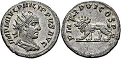 RÖMER RÖMISCHE KAISERZEIT. Philipp I. Arabs, 244 - 249 n. Chr. Antoninian ø 22,5mm (3,82g). 249 n. Chr. Mzst. Antiochia. Vs.: IMP M IVL PHILIPPVS AVG, drapierte Panzerbüste mit Strahlenkrone n. r. Rs.
