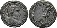 RÖMER RÖMISCHE KAISERZEIT. Divus Claudius Gothicus, ab 270 n. Chr. AE Follis ø 16,5mm (1,71g). Geprägt unter Constantin I., 317 - 318 n. Chr. Mzst. Siscia. Vs.: DIVO CLAVDIO OPTIMO IMP, Kopf capite ve