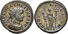 RÖMER RÖMISCHE KAISERZEIT. Tacitus, 275 - 276 n. Chr. Antoninian ø 21,5mm (3,80g). November - Dezember 275 n. Chr. Mzst. Rom. Vs.: IMP C M CL TACITVS AVG, drapierte Panzerbüste mit Strahlenkrone n. r.