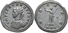 RÖMER RÖMISCHE KAISERZEIT. Probus, 276 - 282 n. Chr. Antoninian ø 23mm (3,54g). 280 n. Chr. Mzst. Siscia. Vs.: IMP C PROBVS P F AVG, Panzerbüste mit Strahlenkrone n. l. Rs.: PA-X A-VG / T / XXI, Pax m