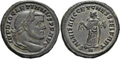 RÖMER RÖMISCHE KAISERZEIT. Diocletian, 284 - 305 n. Chr. AE Follis ø 28mm (10,91g). 299 - 303 n. Chr. Mzst. Karthago. Vs.: IMP DIOCLETIANVS P F AVG, Kopf mit Lorbeerkranz n. r. Rs.: SALVIS AVGG ET CAE