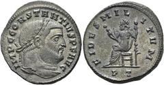 RÖMER RÖMISCHE KAISERZEIT. Constantius I. Chlorus, 305 - 306 n. Chr. AE Follis ø 27mm (9,40g). 306 n. Chr. Mzst. Ticinum. Vs.: IMP C CONSTANTIVS P F AVG, Kopf mit Lorbeerkranz n. r. Rs.: FIDES MIL-ITV