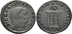 RÖMER RÖMISCHE KAISERZEIT. Divus Constantius I. Chlorus, ab 306 n. Chr. AE Follis ø 25mm (6,71g). 307 - 309/10 n. Chr. Mzst. Aquileia. Vs.: DIVO CONSTANTIO AVG, Kopf capite velato n. r. Rs.: MEMORIA D