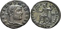 RÖMER RÖMISCHE KAISERZEIT. Severus II. als Caesar, 305 - 306 n. Chr. AE Follis ø 27mm (10,01g). 305 - 307 n. Chr. Mzst. Siscia. Vs.: SEVERVS NOB CAES, Kopf mit Lorbeerkranz n. r. Rs.: PERPET-VITAS AVG