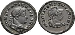 RÖMER RÖMISCHE KAISERZEIT. Constantin I., der Große, 307 - 337 n. Chr. AE Follis ø 23,5mm (4,30g). 310 - 313 n. Chr. Mzst. Treveris. Vs.: CONSTANTINVS P F AVG, drapierte Büste mit Lorbeerkranz n. r. R
