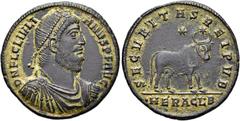 RÖMER RÖMISCHE KAISERZEIT. Julian II., 360 - 363 n. Chr. AE Doppelmaiorina ø 28mm (8,53g). 361 - 363 n.Chr. Mzst. Heraclea. Vs.: D N FL CL IVLI-ANVS P F AVG, drapierte Panzerbüste mit Perlendiadem n. 