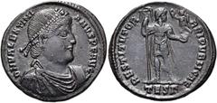 RÖMER RÖMISCHE KAISERZEIT. Valentinian I., 364 - 375 n. Chr. AE Doppelmaiorinaø 29mm (8,51g). 364 - 367 n.Chr. Mzst. Thessaloniki. Vs.: DN VALENTINI-ANVS PF AVG, drapierte Panzerbüste mit Perlendiadem