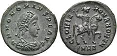 RÖMER RÖMISCHE KAISERZEIT. Honorius, 393 - 423 n. Chr. AE Follis ø 17mm (2,03g). 393 - 395 n.Chr. Mzst. Heraclea. Vs.: D N HONORI-VS P F AVG, drapierte Panzerbüste mit Perlendiadem n. r. Rs.: GLORIA R