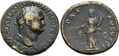 RÖMER RÖMISCHE KAISERZEIT. Titus als Caesar, 69 - 79 n. Chr. AE Sesterz ø 33mm (25,38g). Geprägt unter Vespasian, 72 n. Chr. Mzst. Rom. Vs.: T CAES VESPASIAN IMP PON TR POT COS II, Kopf mit Lorbeerkra