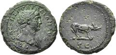 RÖMER RÖMISCHE KAISERZEIT. Trajan, 98 - 117 n. Chr. AE Semis ø 17mm (2,91g). nach 109 n. Chr. Mzst. Rom. Vs.: IMP CAES NERVA TRAIAN AVG, Kopf mit Lorbeerkranz u. Gewand auf l. Schulter n. r. Rs.: S C,