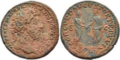 RÖMER RÖMISCHE KAISERZEIT. Marcus Aurelius, 161 - 180 n. Chr. AE Sesterz ø 33mm (25,55g). 162 n. Chr. Mzst. Rom. Vs.: IMP CAES M AVREL ANTONINVS AVG PM, Kopf mit Lorbeerkranz n. r. Rs.: CONCORD AVGVST