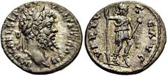 RÖMER RÖMISCHE KAISERZEIT. Septimius Severus, 193 - 211 n. Chr. Denar ø 18mm (2,67g). 194 - 195 n. Chr. Mzst. Emesa. Vs.: IMP CAE L SEP SEV PERT AVG COS II, Kopf mit Lorbeerkranz n. r. Rs.: VIRTVTE AV