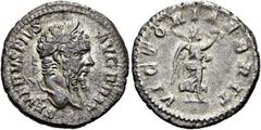RÖMER RÖMISCHE KAISERZEIT. Septimius Severus, 193 - 211 n. Chr. Denar ø 19mm (3,16g). 210 n. Chr. Mzst. Rom. Vs.: SEVERVS PIVS AVG BRIT, Kopf mit Lorbeerkranz n. r. Rs.: VICTORIAE BRIT, Viktoria mit K