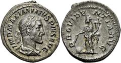 RÖMER RÖMISCHE KAISERZEIT. Maximinus Thrax, 235 - 238 n. Chr. Denar ø 20mm (2,70g). 235 n. Chr. Mzst. Rom. Vs.: IMP MAXIMINVS PIVS AVG, drapierte Panzerbüste mit Lorbeerkranz n. r. Rs.: PROVIDE-NTIA A