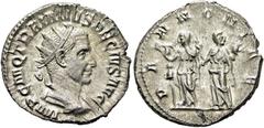 RÖMER RÖMISCHE KAISERZEIT. Traianus Decius, 249 - 251 n. Chr. Antoninian ø 21mm (4,22g). Mzst. Rom. Vs.: IMP C M Q TRAIANVS DECIVS AVG, drapierte Panzerbüste mit Strahlenkrone n. r. Rs.: PA-NNONIAE, d