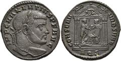 RÖMER RÖMISCHE KAISERZEIT. Maxentius, 306 - 312 n. Chr. AE Follis ø 25mm (6,70g). 4. Emission, 309 - 310 n. Chr. Mzst. Aquileia. Vs.: IMP C MAXENTIVS P F AVG, Kopf mit Lorbeerkranz n. r. Rs.: CONSERV 