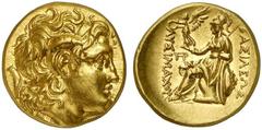 GRIECHEN THRAKISCHE KÖNIGE UND DYNASTEN Lysimachos, 305 - 281 v. Chr. Stater (8,53g) Mzst. unbest. Vs.: Kopf Alexanders d. Gr. mit Diadem und Ammonshorn n. r. Rs.: ΒΑΣΙΛΕΩΣ ΛΥΣΙΜΑΧΟΥ, Athena mit Nike 