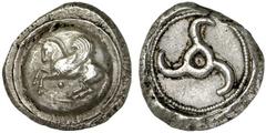 GRIECHEN LYKIEN UNBESTIMMTER DYNAST. Stater (9,79g) 460 - 440 v. Chr. Mzst. unbestimmt. Vs.: Nach l. abhebender Pegasos auf Rundschild. Darunter Punkt. Rs.: Triskeles in rundem Incusum. Traité II 225 