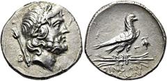 GRIECHEN LYKIEN. OINOANDA. Stater (8,97g). 186 - 185 v. Chr. Vs.: Belorbeerter Kopf des Zeus n. r., dahinter Lotoszepter u. B. Rs.: Adler mit geschlossenen Schwingen n. r. auf Blitzbündel sitzend, dav