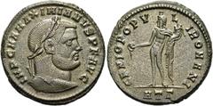 RÖMER RÖMISCHE KAISERZEIT. Maximianus Herculius, 285 - 310 n. Chr. AE Follis (12,02g). 297 - 298 n. Chr. Mzst. Heracleia. Vs.: IMP C M A MAXIMIANVS P F AVG, Kopf mit Lorbeerkranz n. r. Rs.: GENIO POPV