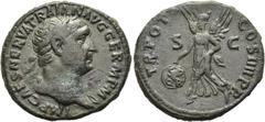 RÖMER RÖMISCHE KAISERZEIT. Trajan, 98 - 117 n. Chr. AE As ø 29mm (10,84g). 101 - 102 n. Chr. Mzst. Rom. Vs.: IMP CAES NERVA TRAIAN AVG GERM P M, Kopf mit Lorbeerkranz u. Gewand auf l. Schulter n. r. R