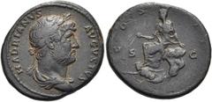 RÖMER RÖMISCHE KAISERZEIT. Hadrian, 117 - 138 n. Chr. AE As ø 24mm (8,69g). 124 - 127 n.Chr. Mzst. Rom. Vs.: HADRIANVS AVGVSTVS, drapierte Panzerbüste mit Lorbeerkranz n.r. Rs.: COS III / S - C, Tyche