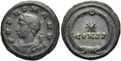 RÖMER RÖMISCHE KAISERZEIT. Stadtprägung aus der Zeit Constantin II., Constans I. und Constantius II. AE ø 14mm (1,41g). 330 n. Chr. Mzst. Konstantinopel. Vs.: POP ROMANVS, drapierte Büste des Genius P
