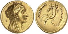Antike Münzen GRIECHISCHE MÜNZEN. PTOLEMÄERREICH. Arsinoe II., Gattin des Ptolemaios II. Philadelphos, 283 - 270 v. Chr. Mnaeion (Oktodrachme), 253-246 v. Chr., Alexandreia. Kopf mit Schleier und Diad