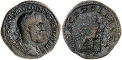 Antike Münzen RÖMISCHE MÜNZEN. RÖMISCHE KAISERZEIT. Pupienus, 99 Tage im Frühjahr 238. Sesterz. Rev. Thronende Concordia. RIC 20; C. 7 19,76 g dunkle Patina,