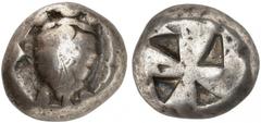 Antike Münzen GRIECHISCHE MÜNZEN. AIGINA. Stater, 550-500 v. Chr. Seeschildkröte / Windmühlen-Incusum. SNG Cop. - ; SNG Delep. 1509 11,93 g für den Typ