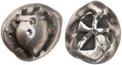 Antike Münzen GRIECHISCHE MÜNZEN. AIGINA. Stater, 525-475 v. Chr. Seeschildkröte / Incusum. HGC 433 12,04 g 3 Wechslerpunzen,