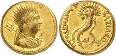 GRIECHISCHE MÜNZEN. PTOLEMÄERREICH. Ptolemaios IV. Philopator, 221 - 204 v. Chr. Ein weiteres, ähnliches Exemplar. Gold 27,77 g f. vz