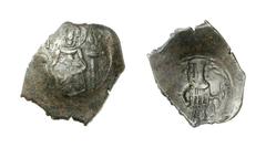 JOHANNES COMNENUS - DUCAS VON THESSALONICA (1237 - 1242) Billon trachy, 1237 - 1242, Thessalonica. 1.33 g. Maria mit Christusbüste en face thronend. Rs: Johannes mit Labarum und Anexikakia en face, da