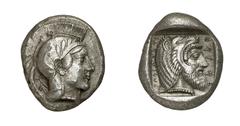 GRIECHISCHE MÜNZEN DYNASTEN VON LYKIEN DYNASTEN VON LYKIEN Kherei (ca. 410 - 390 v. Chr.) Stater, ca. 410 - 390 v. Chr., Telmessos. 8.50 g. Kopf der Athena mit attischem Helm, der mit vier Ölzweigblät