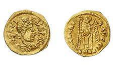 RÖMISCHE MÜNZEN (ROMAN COINS) LIBIUS SEVERUS (461 - 465) LIBIUS SEVERUS (461 - 465) Tremissis, ca. 461 - 470, ungesicherte westgotische Münzstätte in Gallien. 1.40 g. D N SEVI - RVS P AVG. Büste mit P