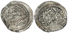 Medieval coins 607 Wielkopolska. Przemysł I (1247-1257). Denar Poznan / Posen - RARE AW: Książę na tronie, na wprost, z mieczem w dłoni. W otoku: VOLDSIT RW: Popiersie w lewo z uniesionymi dłońmi Bard