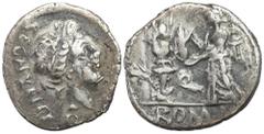 Ancient coins: Roman Republic (Rome) RÖMISCHEN REPUBLIK / GRIECHISCHE MÜNZEN / BYZANZ / ANTIK / ANCIENT / ROME / GREECE Roman Republic, C. Egnatuleius 97 BC. Quinar, Rome AW: Głowa Apolla w prawo, z l