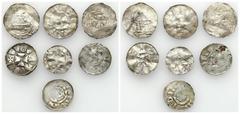 Medieval coins WORLD GERMANY / ENGLAND / CZECH / GERMAN / GREAT BRITIAN / Scandinavia / Skandinavien Germany, Saxony 10th/11th century. Denar, set of 7 coins Pofalowana powierzchnia, ślady gięcia, pęk