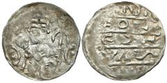 Medieval coins POLSKA / POLAND / POLEN / POLOGNE / POLSKO Bolesław IV Kędzierzawy. Denar - RARE R5 - NICE AW: Cesarz na tronie trzymający lilię, po bokach łuki .)-(. RW: Napis w trzech liniach: BOL/EZ