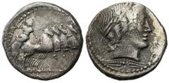 Ancient Coins - Roman Republic RÖMISCHEN REPUBLIK / GRIECHISCHE MÜNZEN / BYZANZ / ANTIK / ANCIENT / ROME / GREECE Roman Republic, Denar, Anonymous Issue 86 BC, Rome Patyna. Condition: 3- (VF-) Literat