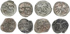 Medieval coins Medieval coins POLSKA / POLAND / POLEN / SCHLESIEN Władysław III Warneńczyk (1434-1444) i Kazimierz IV Jagiellończyk (1446-1492). Denar, Krakow / Cracow, set 4 coins Jeden denar Kazimie